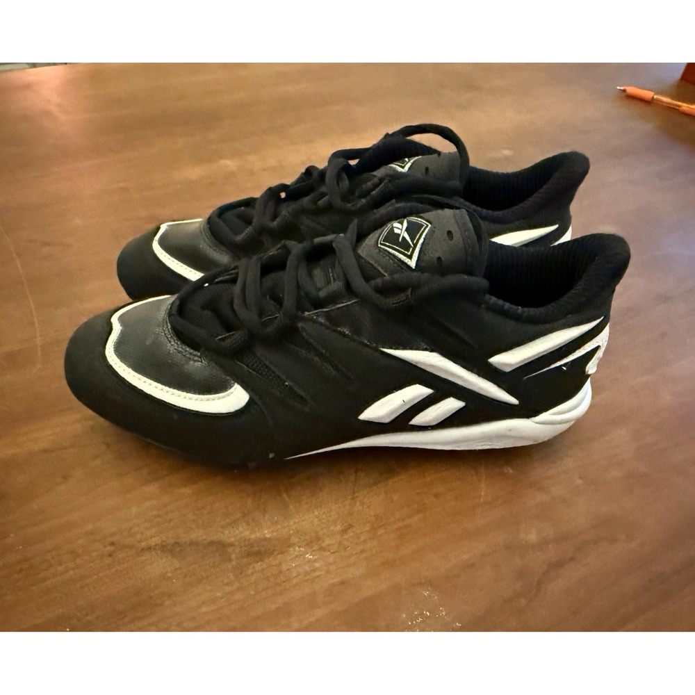 Vintage Reebok RA 712 KTS Metal Baseball Cleats Men 11.5 Black Wht NOS 18-38130